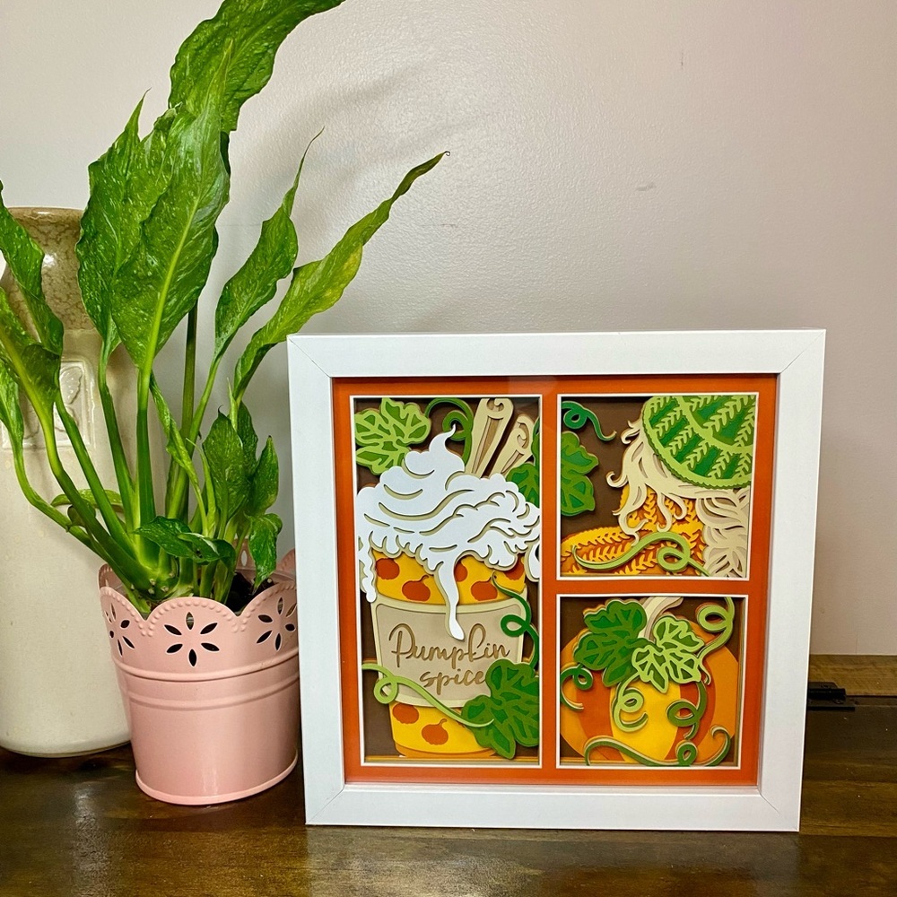 3D Pumpkin Spice Latte Shadowbox